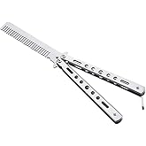 Street27® Butterfly Comb Stainless Steel Folding Training Practice Comb Hair Styling Tools Balisong Comb Metal Comb for Profe