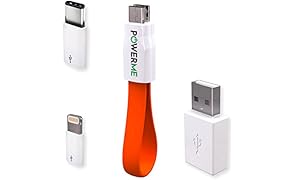 POWERME CableZ - PowerBank - Cavo Carica Batteria per Smartphone e Tablet - Cavo di Alta Qualità con Adattatore USB, compatibile Apple e Type C (Arancione)