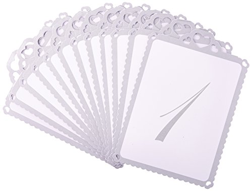 Tischaufsteller/Tischnummern silber mit Zahlen 1-12 - Ideal für Hochzeit oder Party