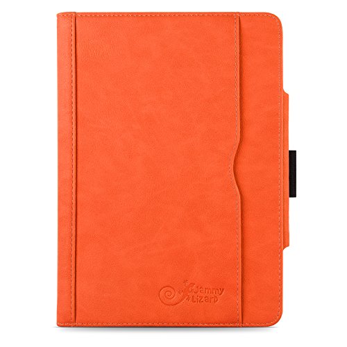 iPad Air, Air 2 & iPad 9.7″ 2017 Hülle – JAMMYLIZARD Ledertasche Smart Cover mit Standfuktion für iPad Air (5. & 6. Generation) & iPad 9.7″ 2017, ORANGE & HONIG, [MIT STIFT-HALTER] - 2