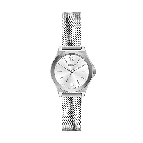 DKNY Damen-Armbanduhr ‚Parsons‘ Edelstahl Casual Quarz, Farbe: silberfarbene (Modell: ny2488)