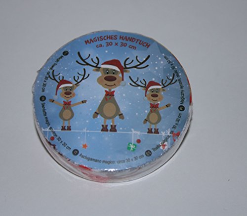 Preisvergleich Produktbild 2 Stück WASCHLAPPEN - RENTIER - ca. 30 x 30 cm mit Gebrauchsanleitung, magisches Handtuch