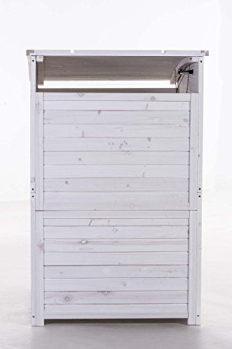 CLP Mülltonnenbox Holz 240 Liter, 1 Tonne, aufklappbares Dach, Tür mit Verschluss Mülltonnenbox MX240, weiß - 6