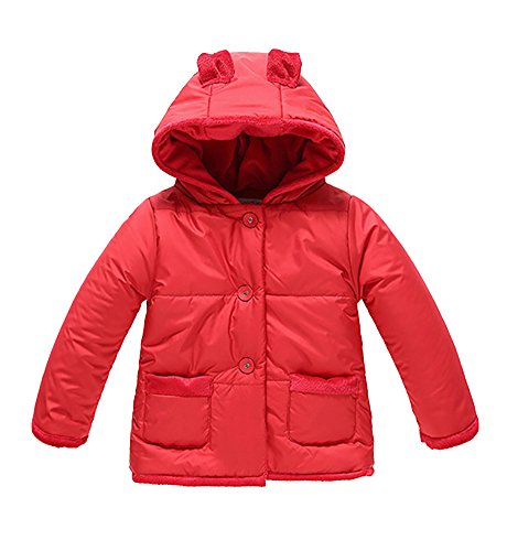 Oissie Baby Girl Hooded Padding Winter Coat 3T Red