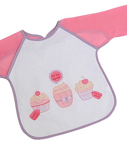 BabyPrem Baby Bibs Long Sleeve Velcro Plastic Back Blue Pink Boys Girls PINK
