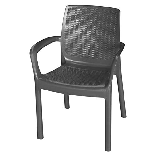 Garden Life 8290-06 - Sillón elegante de ratán, 48 x 57.5 x 82.5 cm, color antracita