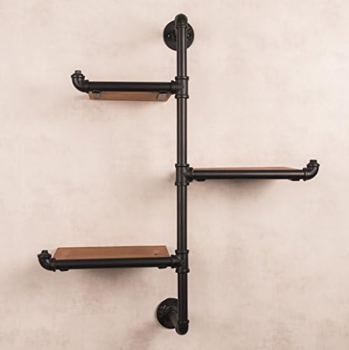 Book Jia Bookshelf American village wall-mounted iron retro industrial water pipe creative bookshelf / study wall wall hanging wrought iron wood decorative display shelves Wall Units Bookcases
