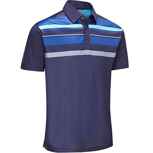 Stuburt 2018 Mens Dri-Back Endurance Block Stripe Short Sleeve Golf Polo Shirt Midnight XXL