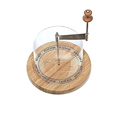 TOTALLY ADDICT KD3160 Planche Fromage avec Cloche Bois Beige 18,3 x 18,3 x 24,7 cm