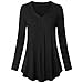Produktbild Langarmshirts Tops Damen Herbst  JUSTSELL Frauen Einfarbig Bluse V-Ausschnitt Oberteile Tunika Shirt Falten Bluse Mit Knopfleiste Bluse Casual Damentops(S-5XL)