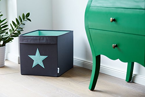 STORE,IT 672142 große Ordnungsbox offen, grau mit Mintgrünem Stern, Polyester, Grau/ Mint, 38 x 32 x 32 cm - 2