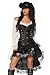 Produktbild Komplett-Kostüm Steampunk-Corsage Piraten Piratin Kleid Rock Volant (Schwarz/Weiß, Gr. L = 38)