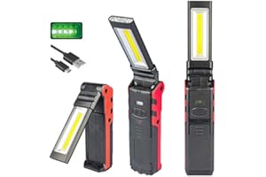 WINDFIRE Lampada da Lavoro a LED, 3000 LM Ricaricabile USB con Base Magnetica e Gancio per Appendere, Lampada da Lavoro a COB Luminosità Regolabile per Campeggio/Riparazione di Auto