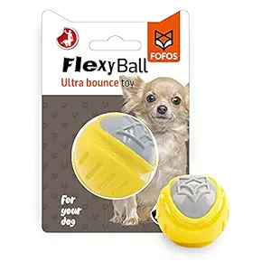 Barkbutler x Fofos Flexy Ball Ultra Bounce Durable Dog Toy S, Yellow | for X-Small-Small Dogs (0-10kg) |Dura-Flex TPR |High Bounce| Soft Texture + Durability|Gentle on Teeth+ Gums | Fetch, Play