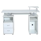 ✅Fácil de montar con instrucciones ilustradas incluidas. Dimensiones totales: 120x55x85cm (LxANxAL), dimensiones de bandeja de teclado: 60x30cm (LxAN), dimensiones del estante levantado para impresora: 33x33cm (LxAN), dimensiones para torre: 26x46.5x43.5cm (LxANxAL). Capacidad máx. de carga: 50 kg