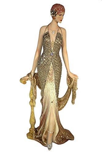 Casa Collection / Art for living by Jänig 11484 elegante Dame 20-er Jahre, am Geländer angelehnt, 34 cm, creme-gold