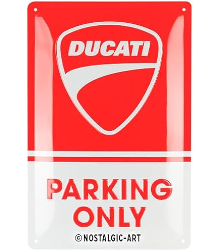 Nostalgic-Art Plaque Rétro Ducati – Italy Giugiaro Logo 15x20cm - Décoration Métal Vintage Pour Motards