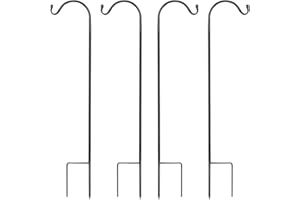 Urban Deco Schäferhaken, verstellbare Schäferhaken für den Außenbereich, Premium Metall Schäferhunde Crook Garten Pfähle 37" Zoll, schwarze Pflanze Haken Pole mit Pack von 4