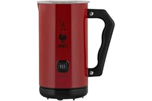 Bialetti Milk Frother Elektryczny, Pojemność 150 ml Cappuccino lub 300 ml Mleko Ciepłe, Czerwony