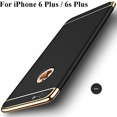 iPhone 6s Plus Case,Heyqie 3 in 1 Ultra-Thin 360 Full Body Anti-Scratch Shockproof Hard PC Non-Slip Skin Smooth Back Cover Case with Electroplate Bumper For Apple iPhone 6 Plus / 6s Plus 5.5" - Black