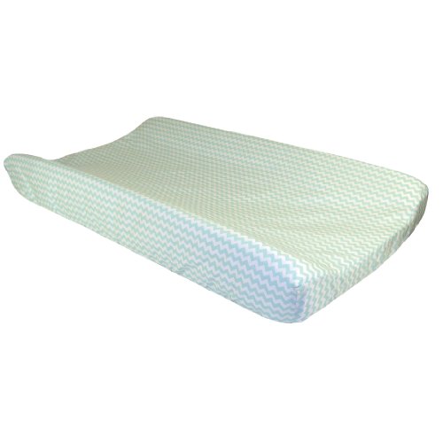 Trend Lab White Chevron Print Changing Pad Cover, Mint Green