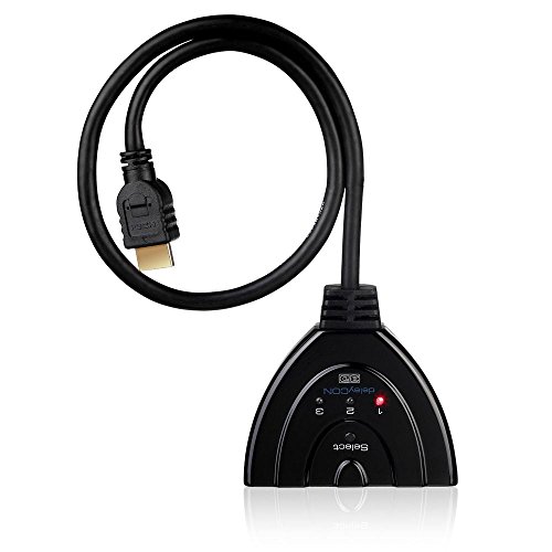 deleyCON HDMI Switch Verteiler 3 Port Automatisch – 3D Ready bis 1080p – inkl. Umschaltknopf – [3x IN / 1x OUT] - 4
