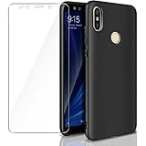 Cover Xiaomi Mi A2 + Pellicola Protettiva in Vetro Temperato, Aroyi Xiaomi Mi 6X Custodia Nero Opaco Silicone Case Molle di TPU Shock-Absorption Anti-Scratch Cover per Xiaomi Mi 6X / Xiaomi Mi A2