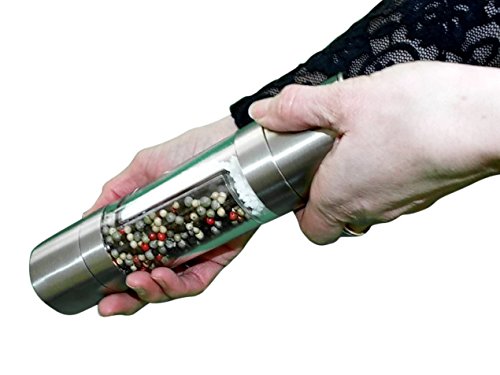 Edle Salz- und Pfeffermühle Edelstahl 2 in 1 mit Geschenkbox 22 cm einstellbare Keramikmahlwerke - 4