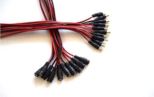 AFUNTA neue 10pack 10-Zoll (30 cm), 2,1 x 5,5 mm DC-Netz Zopf Weibliche + 2,1 x 5,5 mm DC-Netz Pigtail MALE - 8