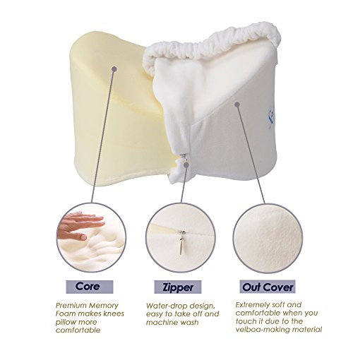 Sel Natural Orthopädisches Knie Kissen für Seitenschläfer, sorgt für Druckentlastung und ermöglicht eine ergonomische Schlafposition, in Cream – Gegen Gelenkschmerzen, Rückenschmerzen, Beinschmerzen (weiß) - 3