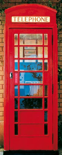 Fototapete Türtapete 'Englische Telefonzelle', 200x86cm, rote Telefonzelle, Phonecell, England, London, Made in Germany