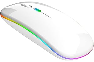 TEEKU Souris sans fil rechargeable à LED silencieuse 2,4 G (blanc, taille unique)