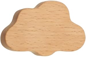 ANGAEKKOT Furniture Knobs Wooden Heart Pack of 6, Cabinet Knobs, Wooden Buttons for Dressers, Cabinet Knobs Wood for Children's Room, Drawer Knobs, Knob for Cabinet for Home, Kitchen, Bedroom, Wardrobe (Clouds)