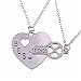 Bfeplfashion 2Pcs/Set Love Heart Key Pendant BFF Best Friend Letter Carved Necklace Gift RS.197.77