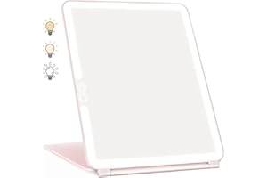 WEILY Specchio Trucco con 72 Luci LED, Touch Screen Tre Colori Regolabile Illuminato Specchio Trucco, 2000 mAh USB Ricaricabile Specchio da Viaggio (Rosa)