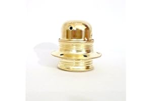 MeToo Design Portalampada in metallo Stile Vintage con camicia filettata attacco E27 con 2 ghiere color Oro