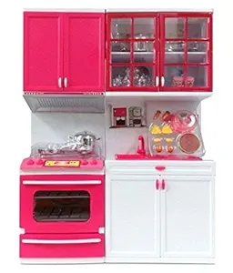 MPH Enterprise Kid Kitchen Toy 2 Compartment Kitchen Set with Realistic Lights & Sounds Compartment 2 Kitchen Set for Girls 2 khana 2 Box Kitchen Set (Pink)