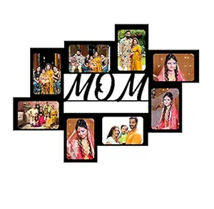 CUDDLY PRINT Mom/Mother/Maa Personalized/Personalise 8 Photo Frame for Gifts in Creative Wooden Frame |Gifting Frame for All Occasions| (Black, 18x24 inches)