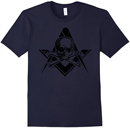 Masonic Square and Compass with Skull T-Shirt - Male Large - Navy