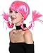 Produktbild Wig me up - DDH-T8175-PC5 Perücke Damenperücke Karneval Halloween Freche Göre Lolita steife Geflochtene Zöpfe rosa pink Pony