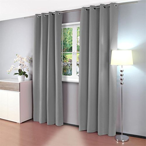 Gräfenstayn Alana Thermo- Verdunklungsgardine ca. 135 x 245 cm mit Ösen Gardine Vorhang (Grau)