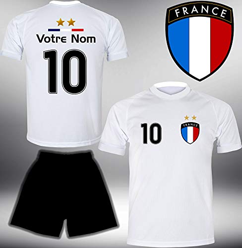 ElevenSports Frankreich Trikot Set 2018 mit Hose GRATIS Wunschname + Nummer im EM WM Weiss Typ #FR1th – Geschenke für Kinder Erw. Jungen Baby Fußball T-Shirt Bedrucken