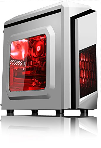 VIBOX Pyro RS660-222 Komplett-PC Paket Gaming PC – 4,0GHz AMD FX Quad-Core Prozessor, GTX 1050 GPU, Super, Desktop Gamer Computer mit Spielgutschein, 22″ HD Monitor, Weiß Tastatur & Mouse, Windows 10, Rot Innenbeleuchtung, lebenslange Garantie* (3,8GHz (4,0GHz Turbo) Superschneller AMD FX 4300 Quad-Core Prozessor CPU, Nvidia GeForce GTX 1050 2GB Grafikkarte GPU, 8GB DDR3 1600MHz RAM, 1TB (1000GB) SATA III HDD 7200rpm Festplatte, 400W 85+ Netzteil, Storm Weiß Gaming Gehäuse, AM3+ Mainboard) - 4