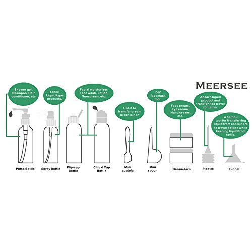 Reise Flaschen Set – Meersee Kunststoffflaschen für Flugreisen, Auslaufsichere Reiseflasche, Behälter für Accesoires/Shampoo/Spülung/Cremes - 8