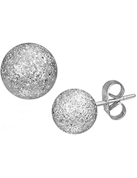 SL-Silver Ohrringe Ohrstecker Kugel diamantiert 6 mm 925 Sterling Silber in Geschenkbox