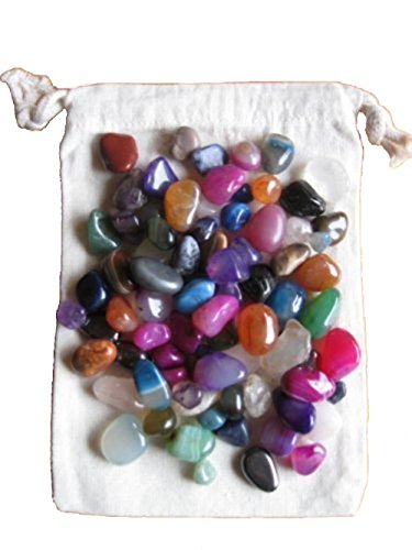 SolPortalHome 0.5-1cm 90Stück Farbenfreudig Flusssteine & 1Stück 10 x 15 cm Baumwolle Tasche