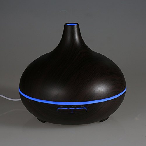 Euph 300ml Aroma Diffuser Ultraschall Luftbefeuchter Humidifier mit LED Farbwechsel,sicher und leise für Yoga Kinderzimmer Schlafzimmer Krankenhaus Toilette Büro usw.-Dunkelbraun - 3