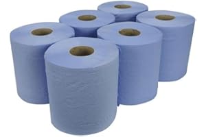 AMD NEXUS 6 X Centrefeed Blue Rolls | 2 Ply Embossed Paper Towels | Strong & Absorbent | 6-Pack | Sustainable & UK Supplier | Perfect for Commercial & Kitchen Use Cleaning Toilet