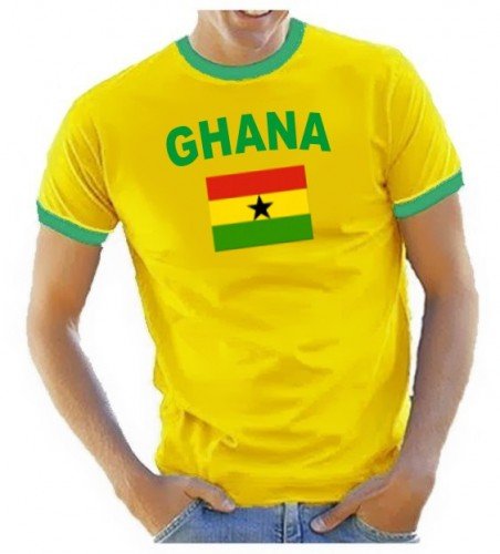 Coole-Fun-T-Shirts Herren T-Shirt Ringer, Gelb, XL, 10888_Ghana_HERI