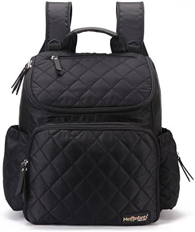 LiDCH Diaper Backpack Smart Organizer Baby Nappy Bag Backpack with Insulated Pockets,Changing Pad,Stroller Straps,Fashion Lattice Quilted,Water Resistant Travel Daypacks for Women Men,Black